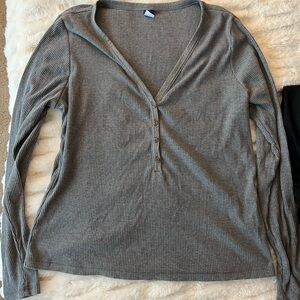 Old Navy Charcoal Ribbed Long Sleeve Top